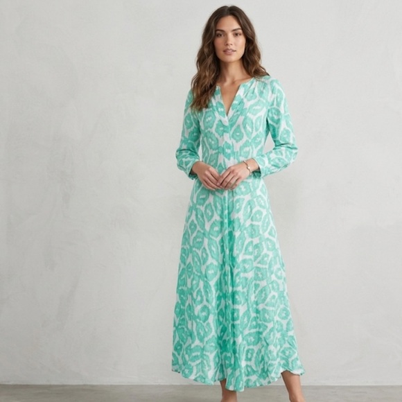 Nimo With Love Dresses & Skirts - NIMO with LOVE 100% Linen Mint Green Long Sleeve Resort Maxi Dress Size S